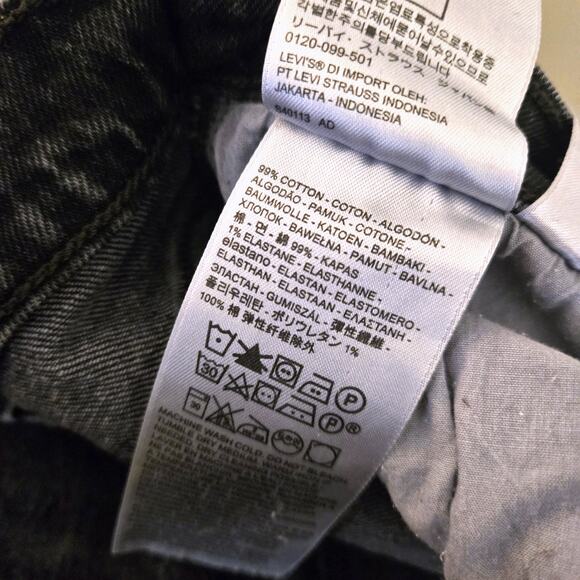 Levi's Premium Ribcage Straight High Rise Black Button Fly Jeans W27 L27 - Picture 10 of 11